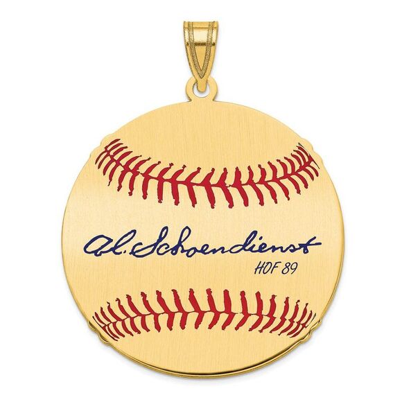 14K Gold Plated Red Schoendienst Signature LG Enamel Baseball Pendant